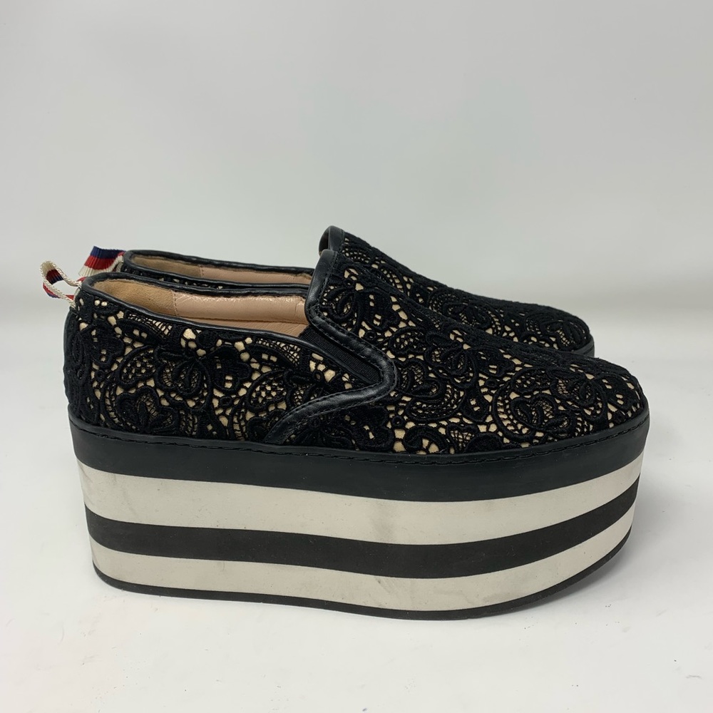 Gucci Black Sylvie Peggy Platform  Sneakers Size 36 - Picture 4 of 13